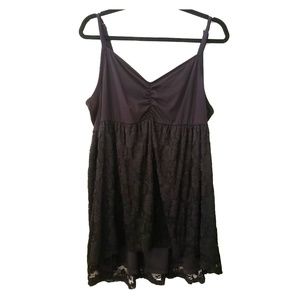 Black Lace Spaghetti Strap Babydoll Top